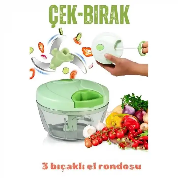 İpli El Rondosu Çek Bırak El Rondosu 3 Bıçaklı 8x12 CM