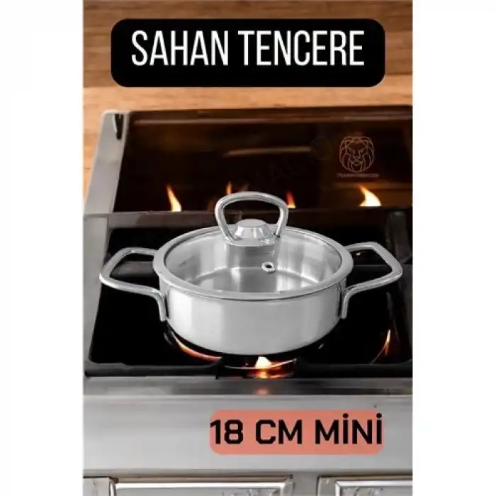 Kapaklı Sahan Tencere 18 cm Mini Paslanmaz Çelik