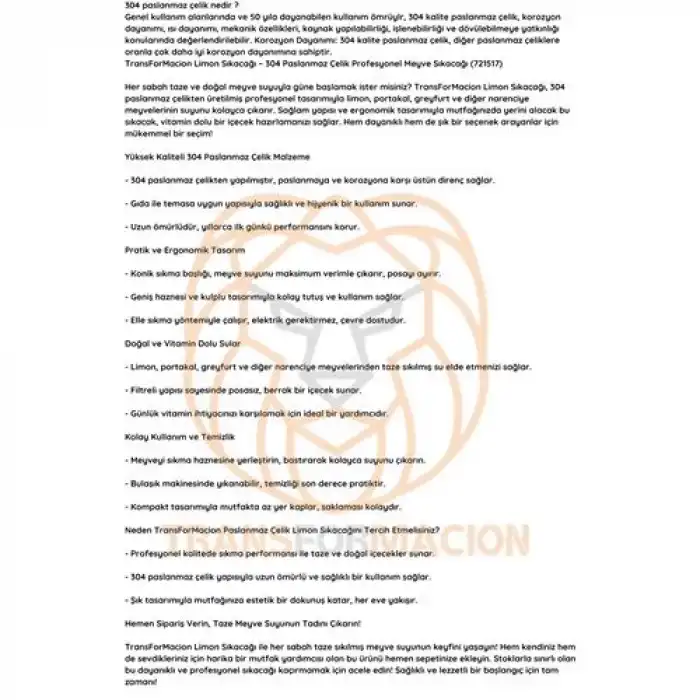 Limon Sıkacağı 304 Paslanmaz Çelik Meyve Sıkacağı  Profesyonel