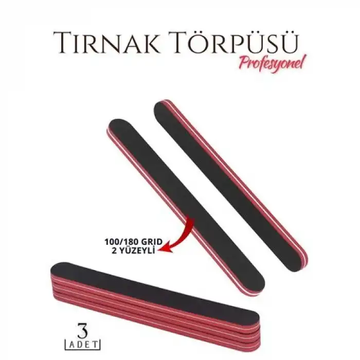 BX Manikür Pedikür Tırnak Törpüsü 100/180 Grid Profesyonel 3 Adet