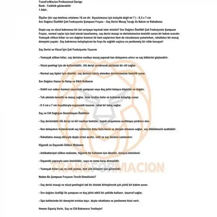BX Şampuan Hazneli Silikon Peeling ve Masaj Fırçası