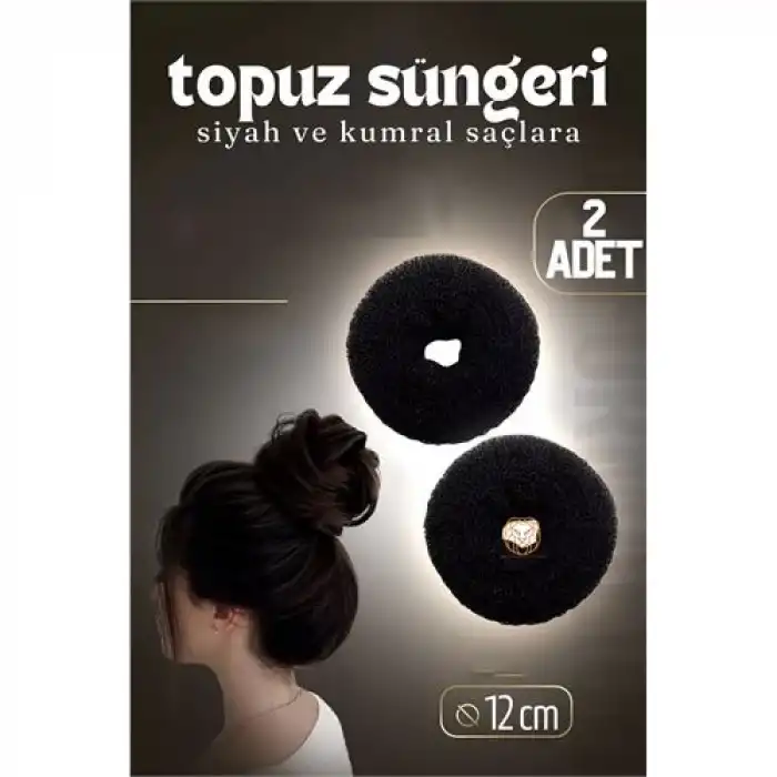 Siyah Saç Topuz Süngeri 2 ADET 12 CM Çap 5 cm Kalınlık