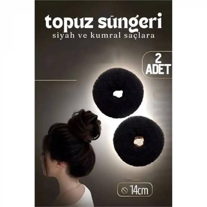 Siyah Saç Topuz Süngeri 2 ADET 14 CM Çap 6 cm Kalınlık