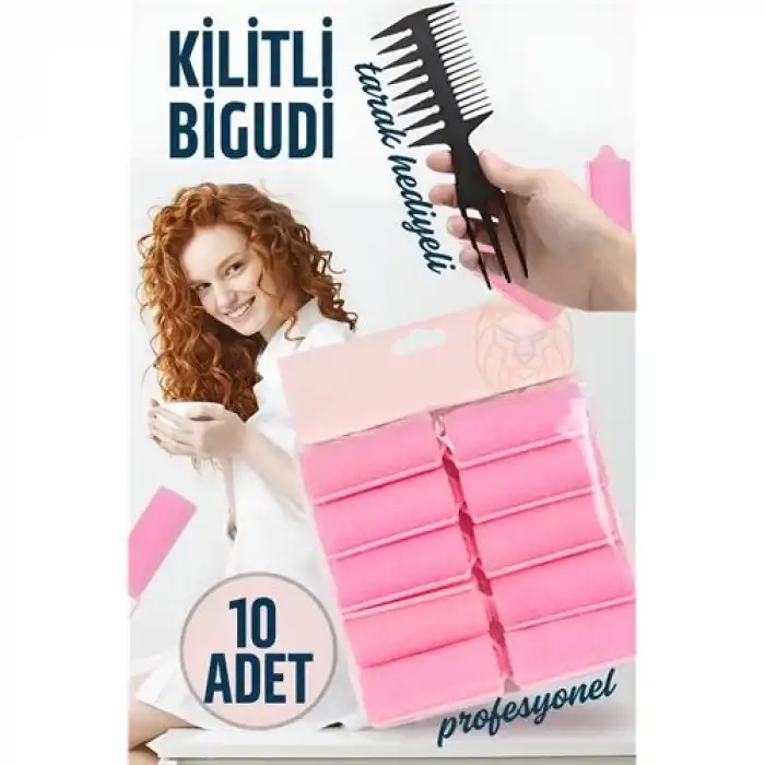 BX Süngerli Kilitli Bigudi Tarak Seti 10 Adet