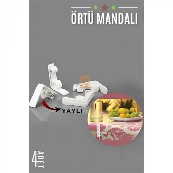 Masa Örtüsü Mandalı Kavisli Plastik 4lü Yaylı Klips 717060