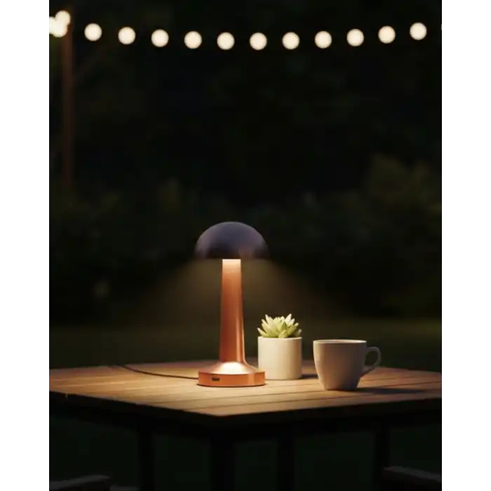 Modern Bronz Masa Lambası 3 Renk LED Dokunmatik Şarjlı Model
