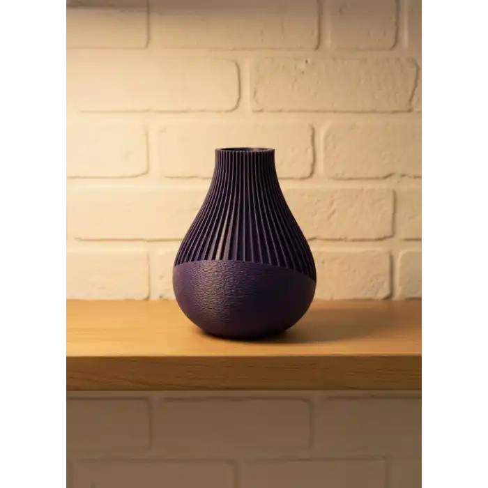 Mor Çizgili Dekoratif Vazo 11 Cm Modern Tasarım Aksesuar