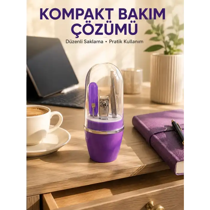 Mor Tırnak Bakım Seti Cımbız Makas Törpü ve Tırnak Makası