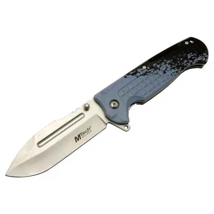 Eco Lounge Mtech 4281 Mavi Kamp Çakı 21cm - Yarı Otomatik, Kemerlikli, Oluklu