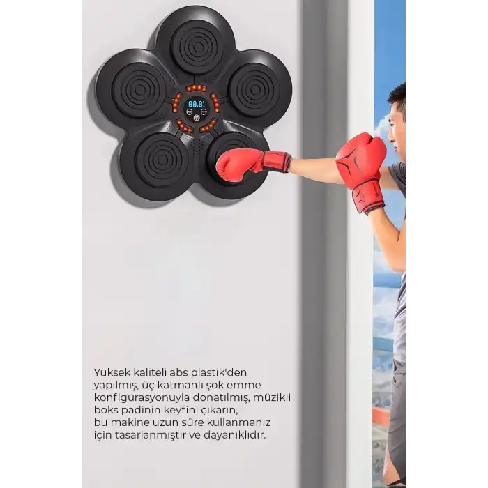 Müzikli Duvar Boks Padi Darbe Sensörlü Antrenman Pedi LED Işıklı Eğlenceli Boks Oyuncağı