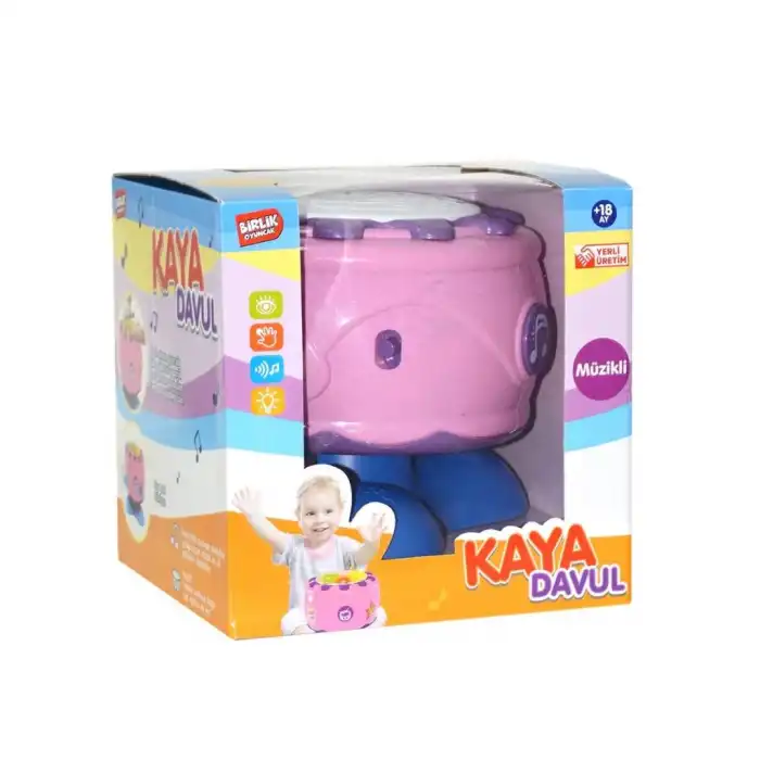BX URT009-02 PİL.IŞIKLI SESLİ KAYA DAVUL- PEMBE