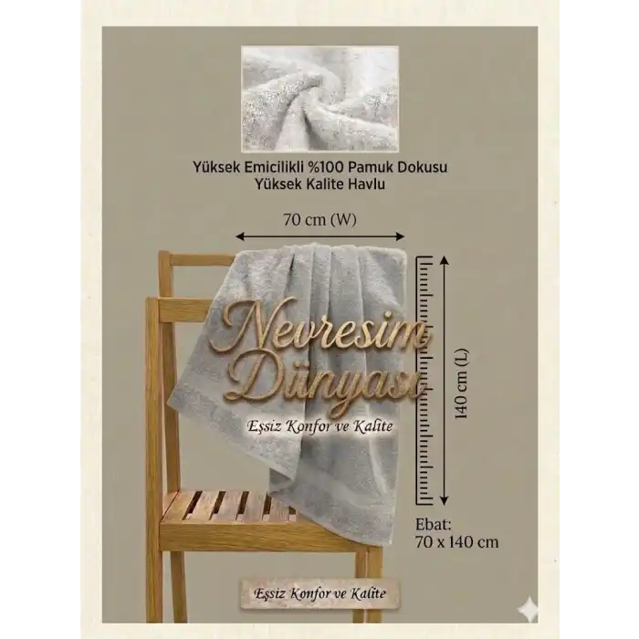 Nevresim Dünyası Prime Havlu 70x140 Gri
