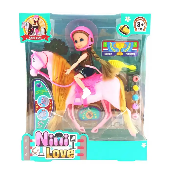 Nini Love Binici Bebek Pembe At