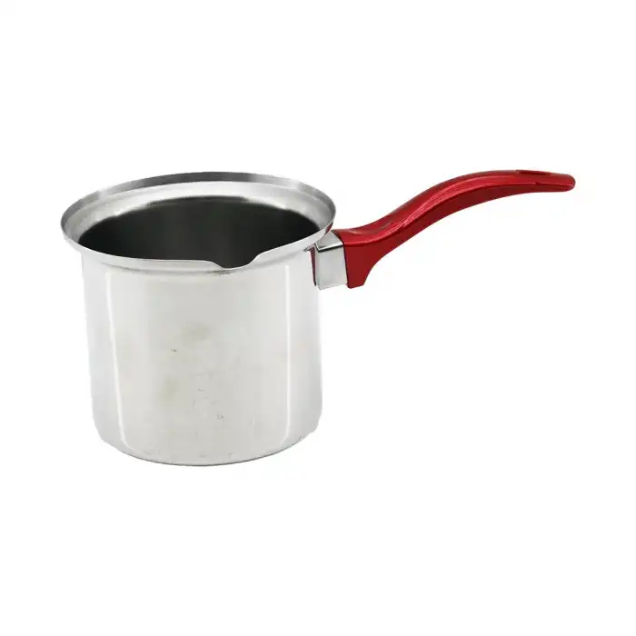 No-6  Çelik Cezve  Kırmızı Kulp Bx40
