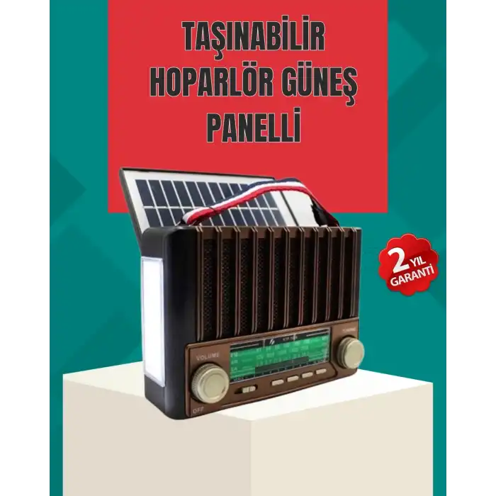 Nostaljik Tasarımlı Solar Şarjlı Radyo Am Fm Sw Ve Bluetooth