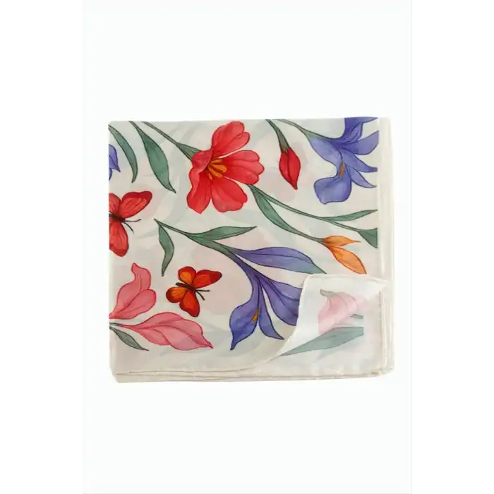 Orkide Desenli Zr Şifon Fular 50*50 cm