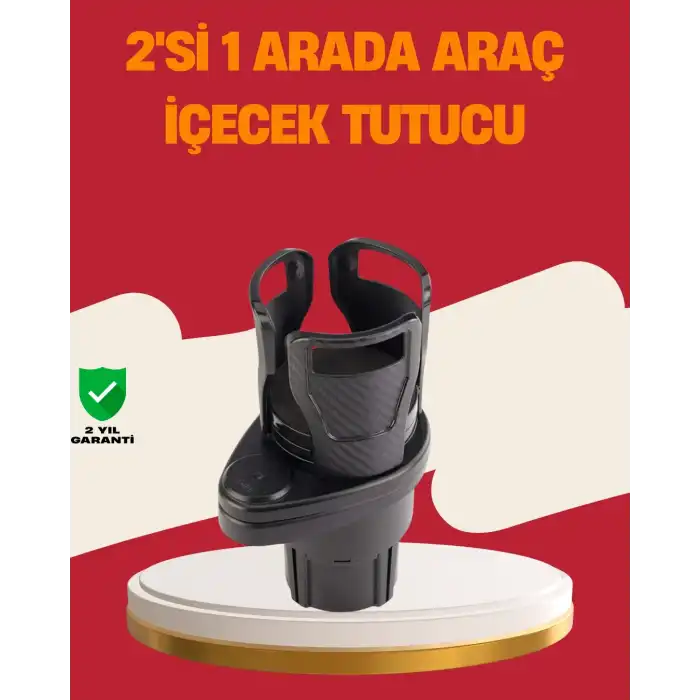 Otomobil Bardak Tutucu İkisi Bir Arada 360° Dönebilen Geniş Kapasiteli