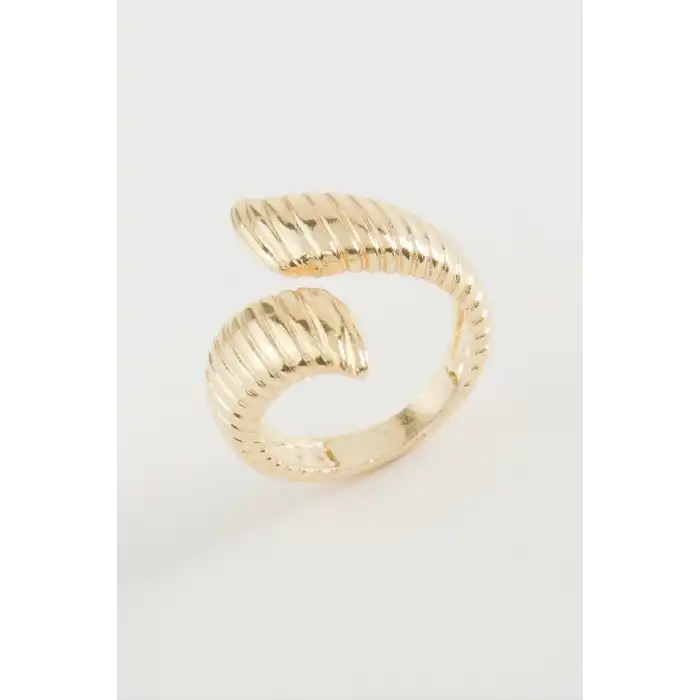 Oval Çizgili Metal Yüzük