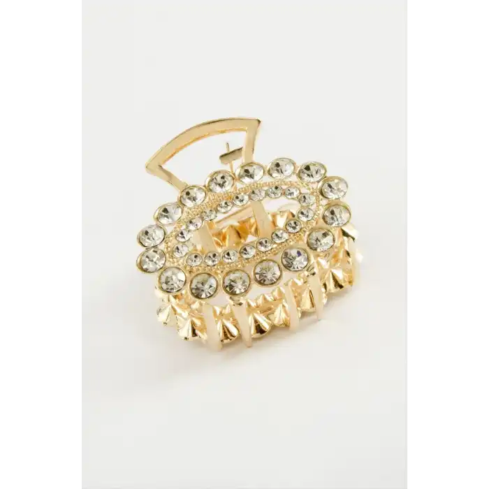 Oval Taşlı Metal Mandal Toka 4,5 cm