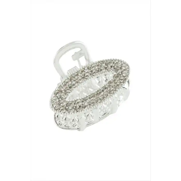 Oval Taşlı Minik Metal Mandal Toka 2 cm