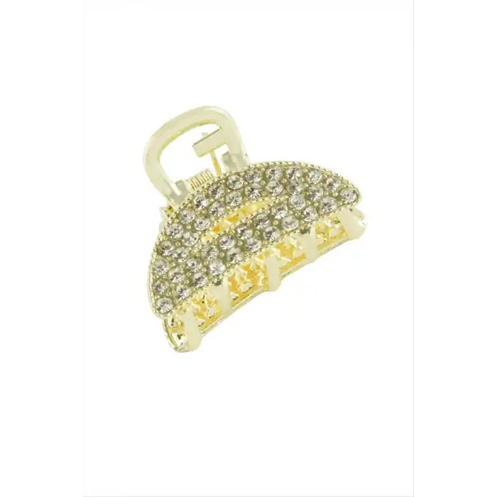 Oval Taşlı Minik Metal Mandal Toka 2 cm