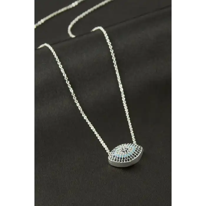 Oval Zirkon Taşlı Kolye