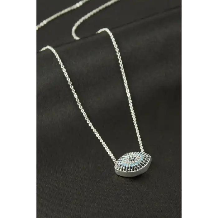 Oval Zirkon Taşlı Kolye