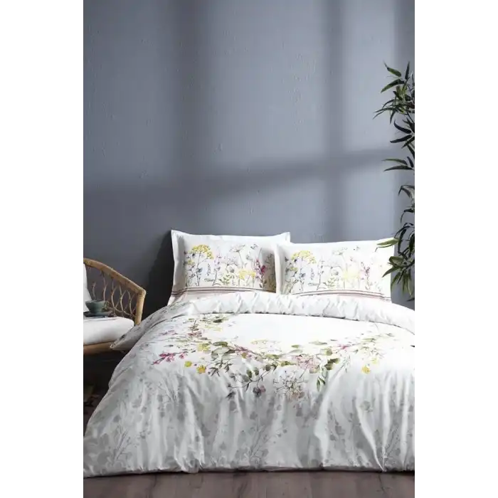 Özdilek Çift Kişilik Ranforce Nevresim Takımı Jardin De Flor Beyaz