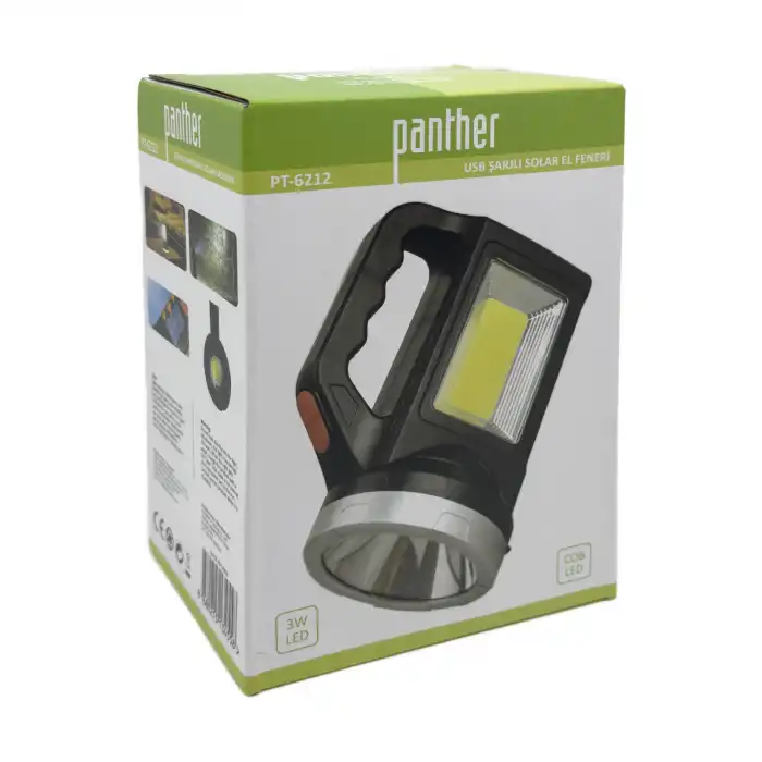 BX PT-6212 USB ŞARJLI SOLAR EL FENERİ