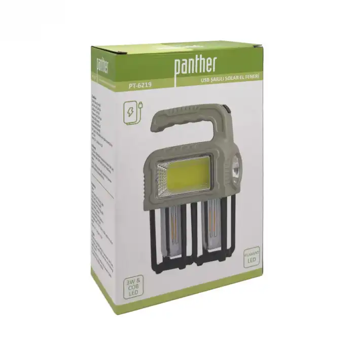 BX PT-6219 USB ŞARJLI SOLAR EL FENERİ