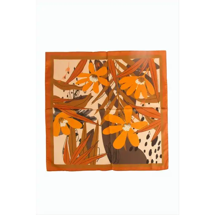 Papatya Desenli Zr Şifon Fular 50*50 cm