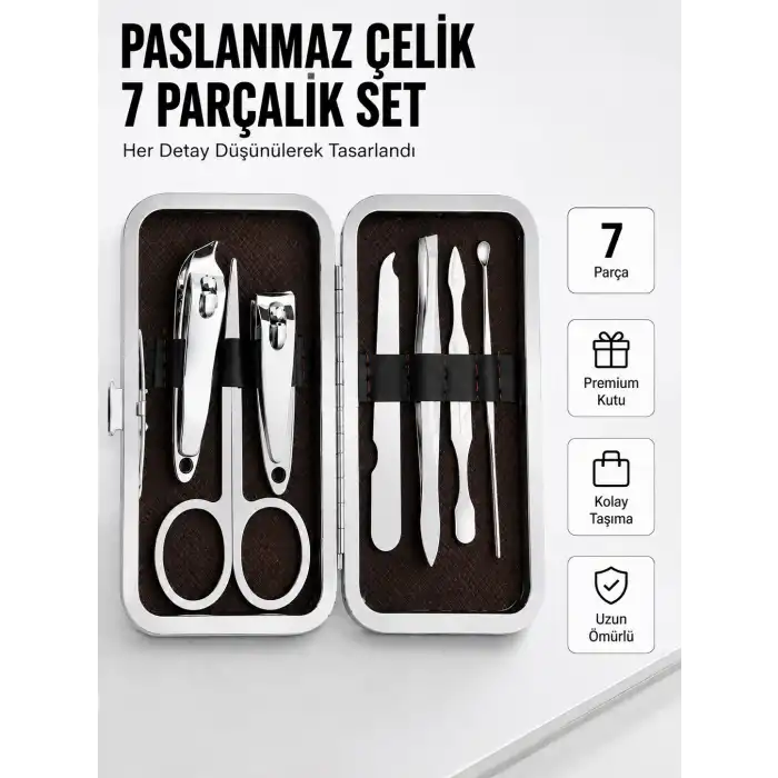 Paslanmaz Çelik Kişisel Bakım Seti – 7 Parça