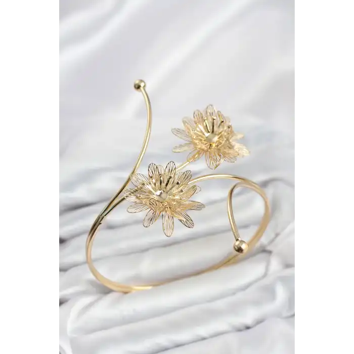 Pazu Bileklik Gold Renk Pirinç Lotus Model