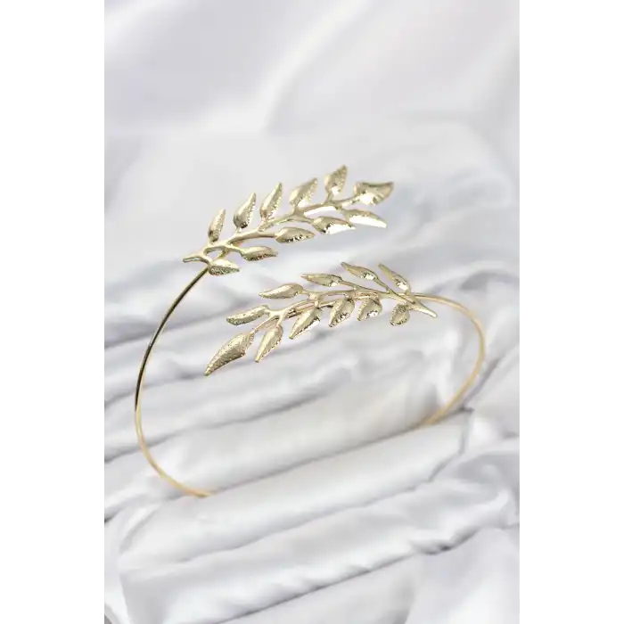 Pazu Bileklik Gold Renk Pirinç Zeytin Dalı Model