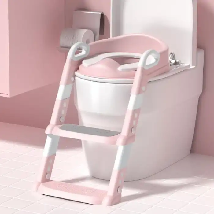 Pembe Merdivenli Çocuk Klozet Tuvalet Eğitimi Atı