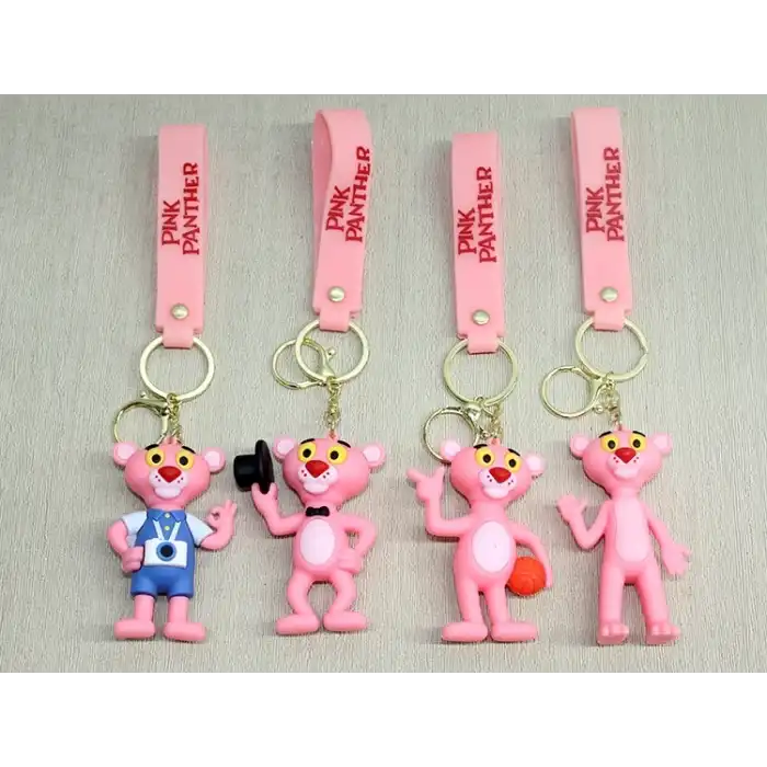 Pembe Panter Silikon Anahtarlık