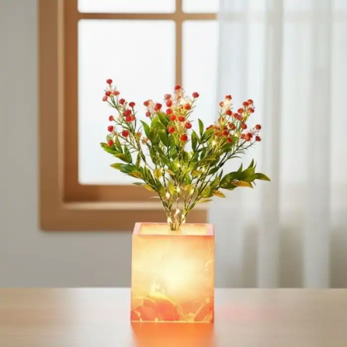 Pembe Saksılı LED Yapay Çiçek