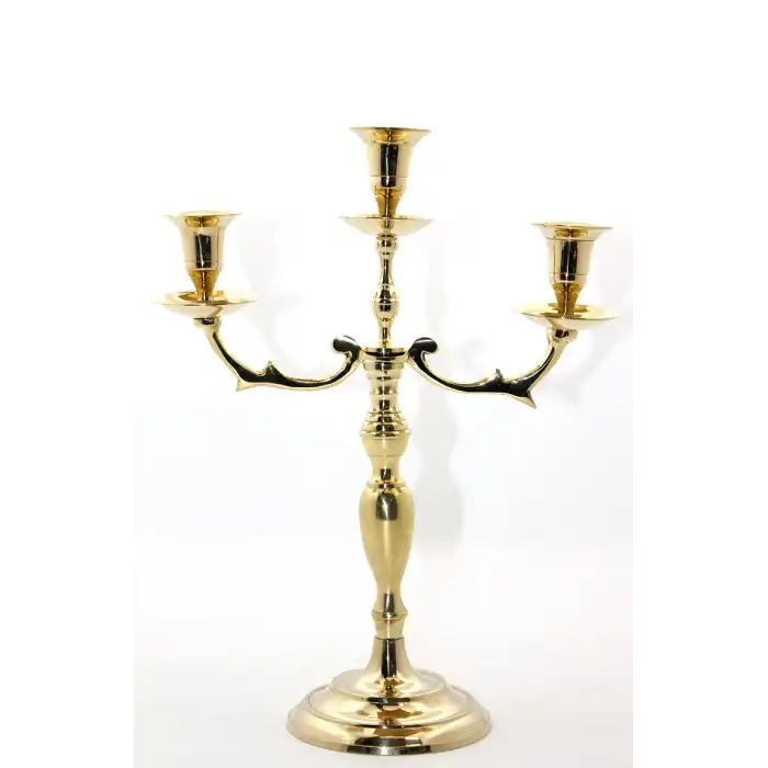 Pirinç 3lü Şamdan Model 2