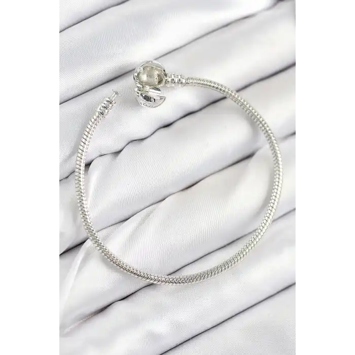 Pirinç Charm Topcuk Model Gümüş Renk Kadın Bileklik