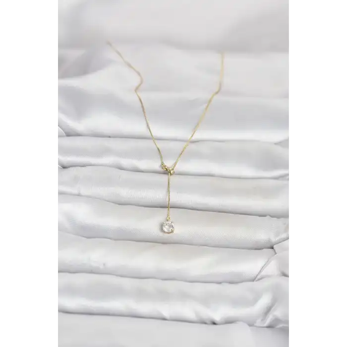 Pirinç Gold Renk Asansörlü Model Kadın Kolye