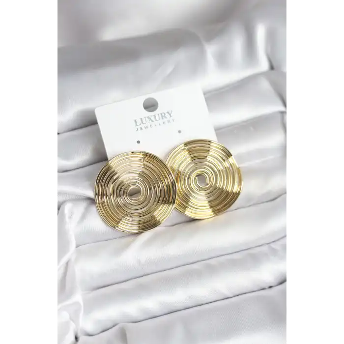 Pirinç Gold Renk Circle Model Kadın Küpe
