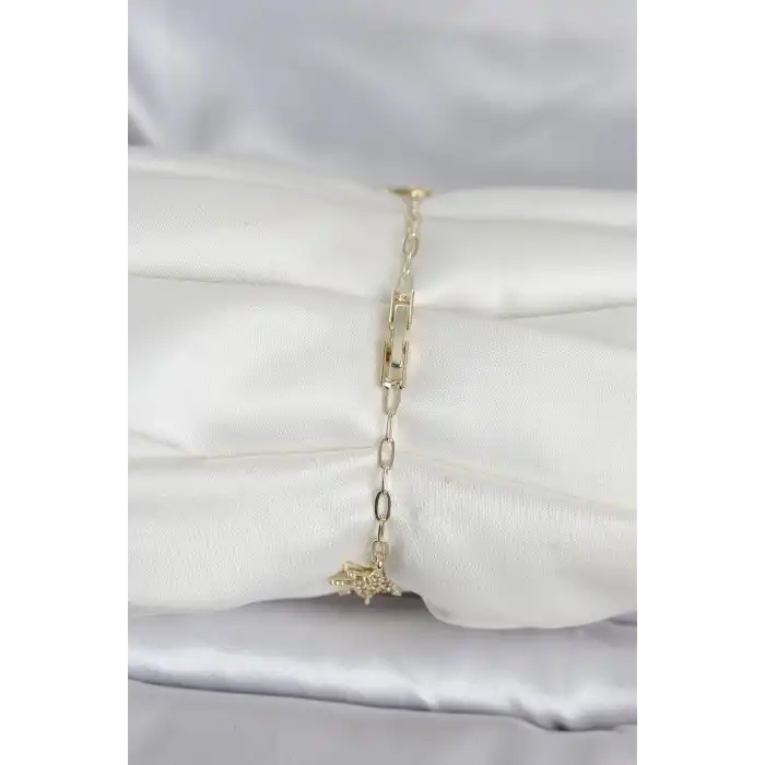 Pirinç Gold Renk Kutup Yıldızı Model Kadın Bileklik