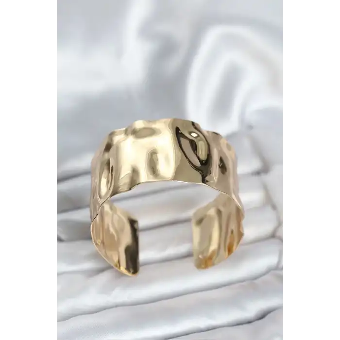 Pirinç Gold Renk Levha Model Kadın Bileklik
