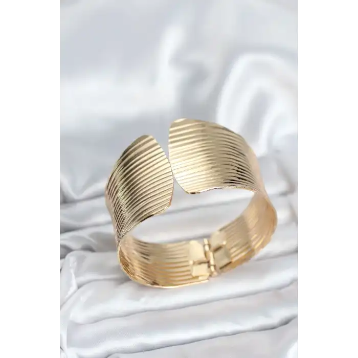 Pirinç Gold Renk Levha Model Kadın Bileklik