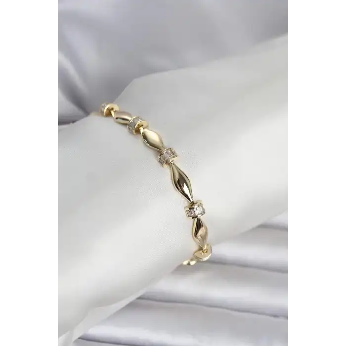 Pirinç Gold Renk Sütun Model Kadın Bileklik