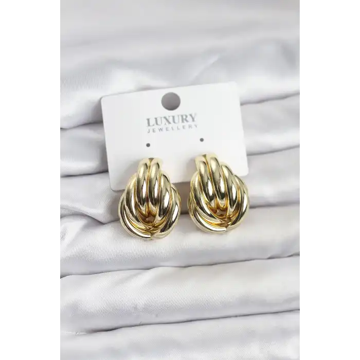 Pirinç Gold Renk Vintage Kadın Küpe