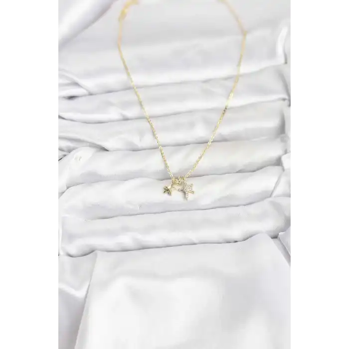 Pirinç Gold Renk Yıldız Minimal Kadın Kolye