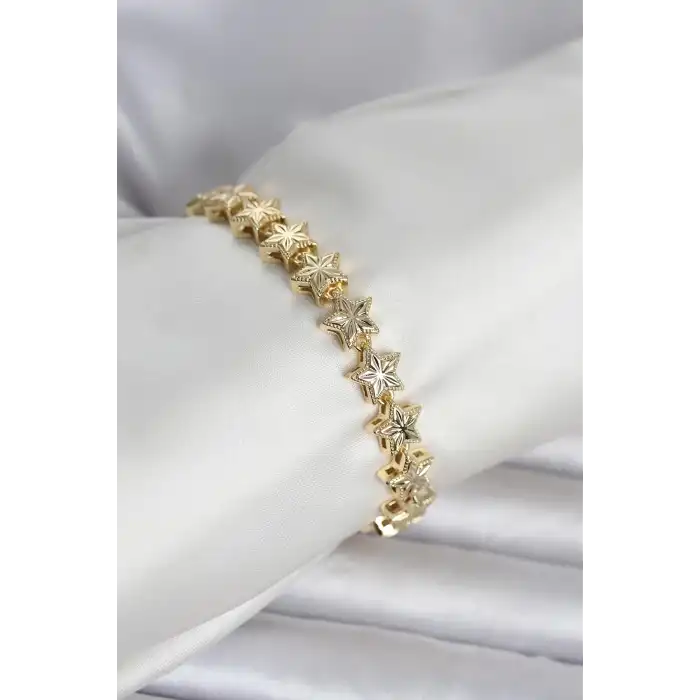 Pirinç Gold Renk Yıldız Model Kadın Bileklik