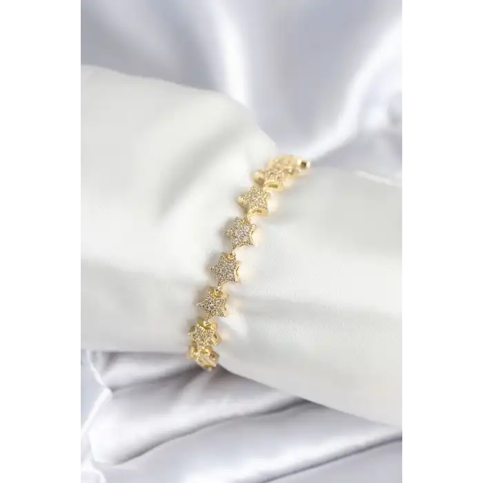 Pirinç Gold Renk Yıldız Model Kadın Bileklik