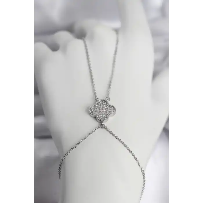 Pirinç Gümüş Renk Yonca Model Kadın Şahmeran